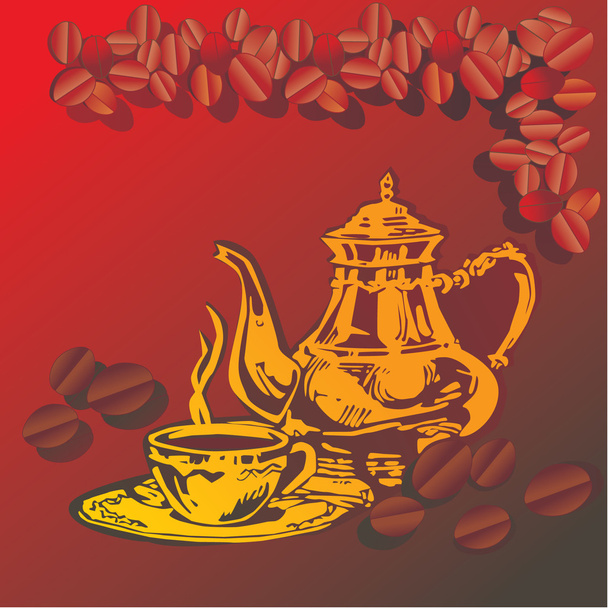 Φλιτζάνι ζεστό αραβικός καφές - Διάνυσμα, εικόνα