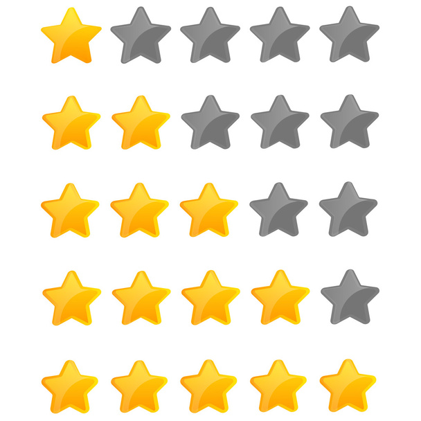 isolated star rating in flat style 1 to 5 stars  - Vector, Image