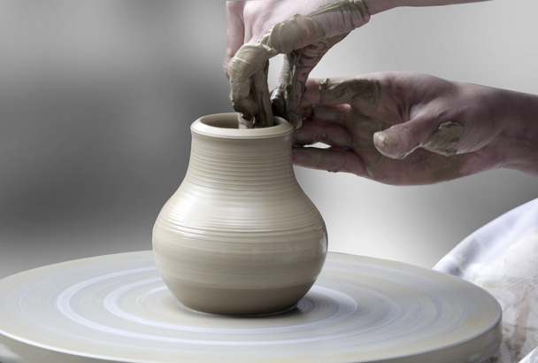  hands making ceramic cup - Photo, Image