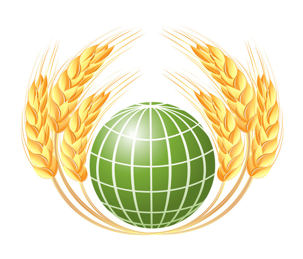 Abstract globe with wheat ears - Vector, imagen