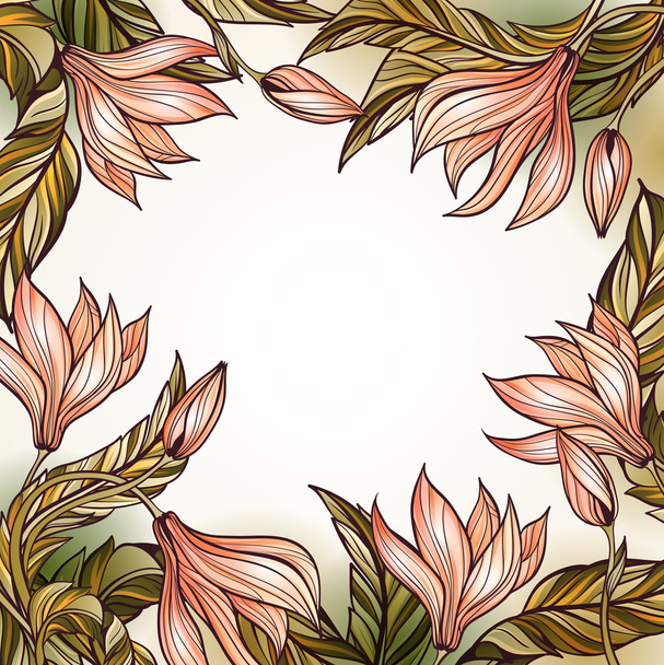 Floral frame template - Vector, Image