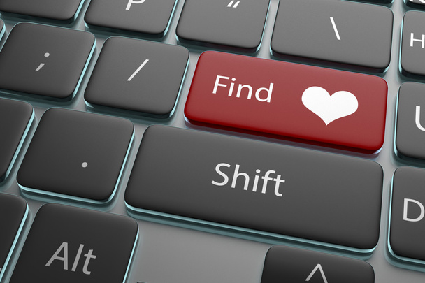 3d illustration a button "find love" on keyboard - Photo, Image