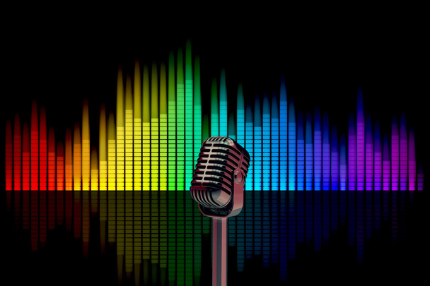 3d illustration microphone on a background of colored - Photo, Image