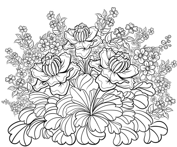 Hand drawn ink pattern. Coloring book for adult - Vector, Imagen