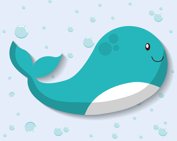 whale icon. Sea animal cartoon. Vector graphic - Вектор,изображение