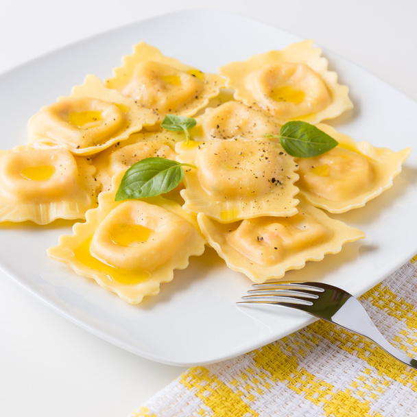 Lobster ravioli with olive oil and black pepper. - Photo, Image