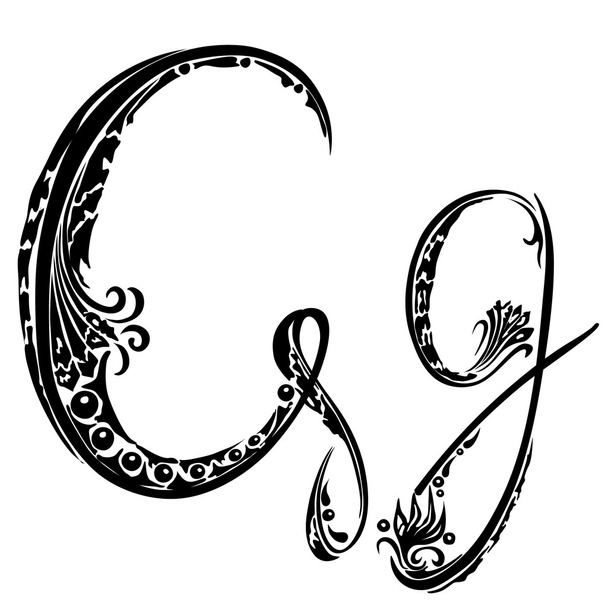 Літера g в стилі абстрактного квіткового візерунка на білому тлі
 - Вектор, зображення