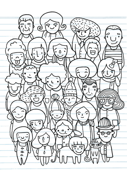 Χέρι σχέδια, ομάδα ανθρώπων, σκίτσο για το σχέδιό σας - Διάνυσμα, εικόνα