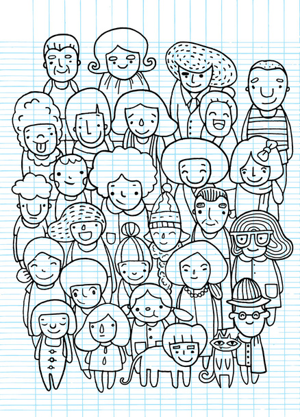 Ручні малюнки, група людей, ескіз вашого дизайну
 - Вектор, зображення