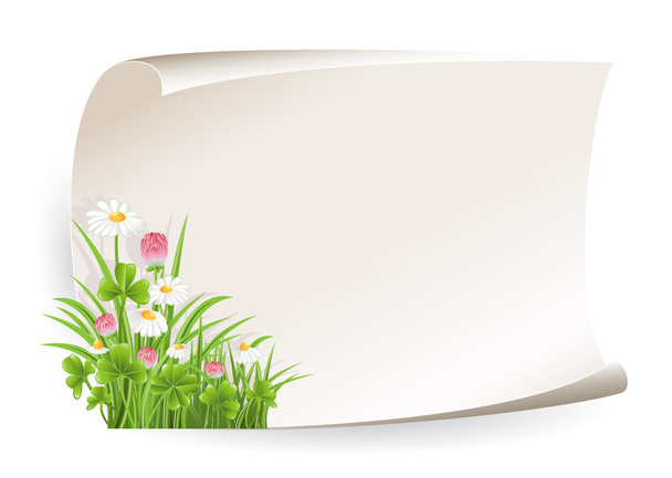 花と紙のバナー - ベクター画像