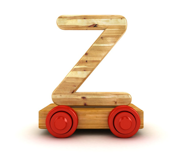 3D Wooden train alphabet isolated on white. - 写真・画像