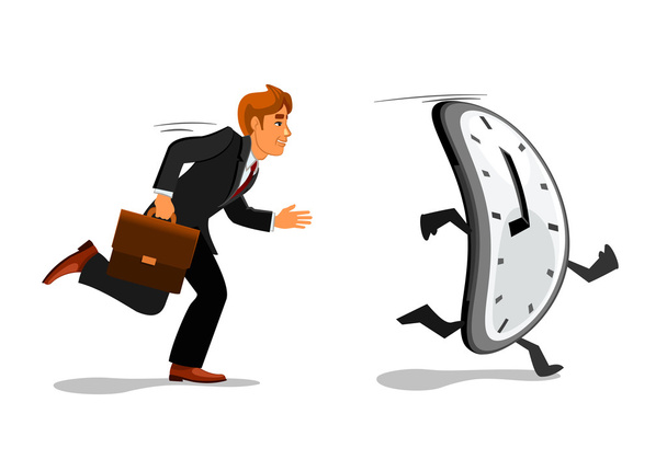 Businessman running late for work - Vector, Image