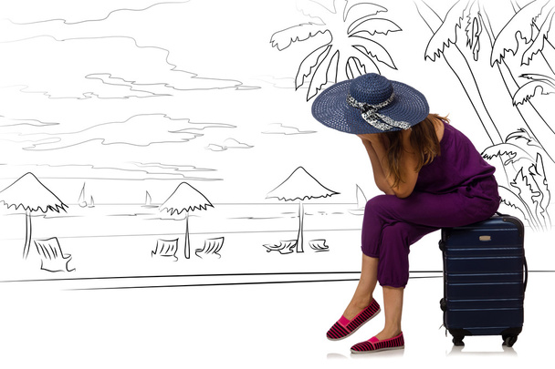 Młoda kobieta podróży tropikalnej wyspie w podróży koncepcja - Zdjęcie, obraz