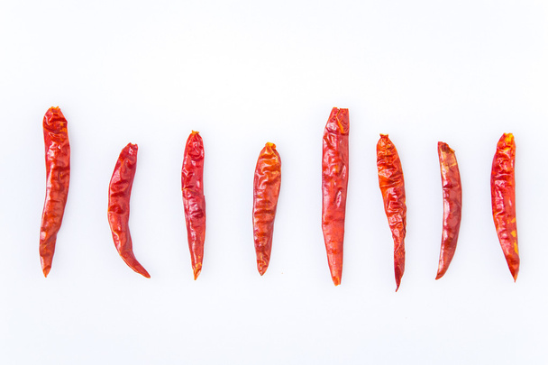 dried chili peppers on white background - Photo, image