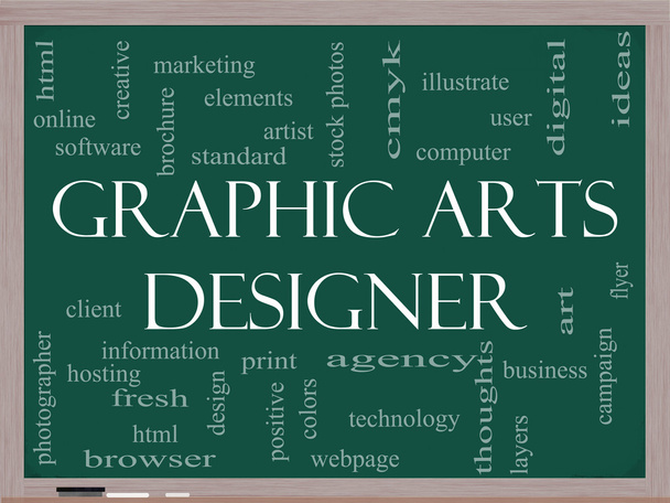 Graphic Arts Designer Word Cloud Concept on a Blackboard - Photo, Image