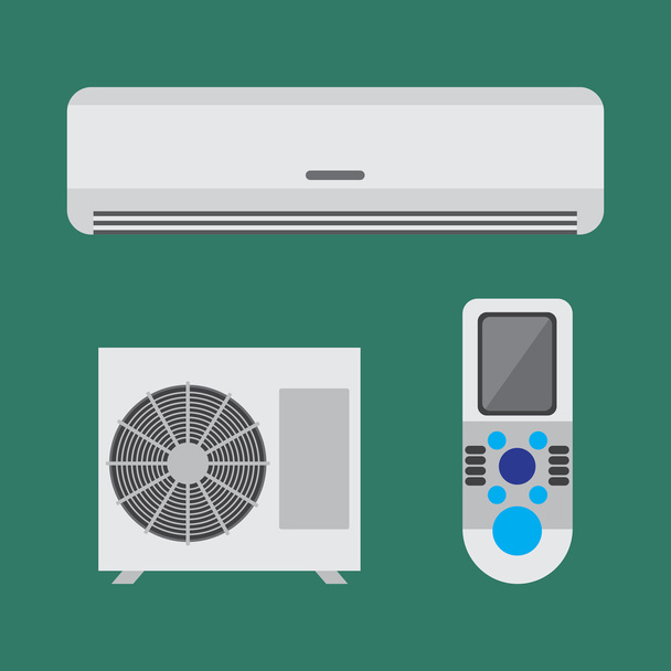 Air conditioner equipment set. Vector flat illustration. - Vetor, Imagem