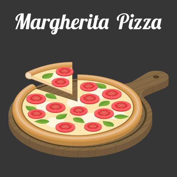 Vector Margherita Pizza, flat design - Vector, Image