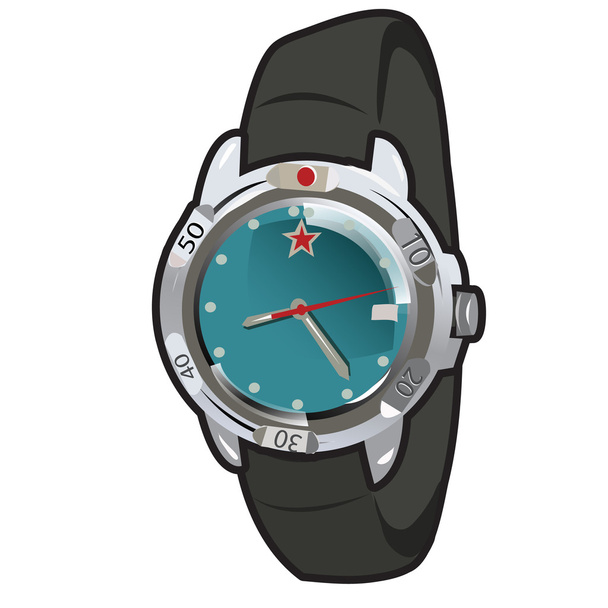 Mens classic retro watch with leather strap - Vector, Imagen