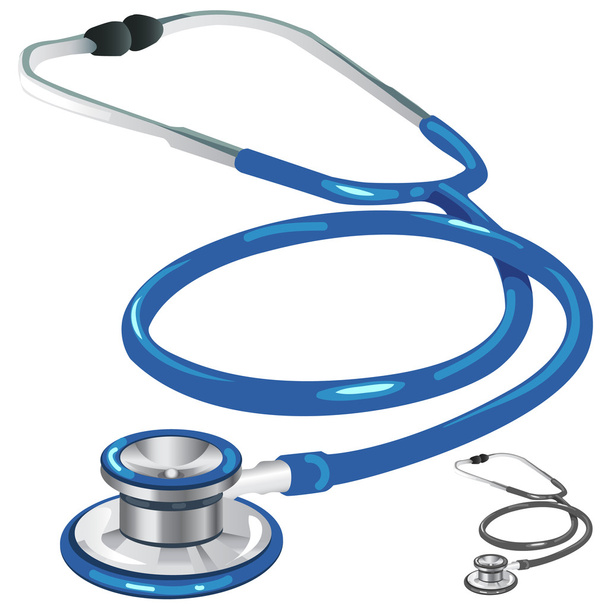 blaue und graue medizinische Stethoskop-Nahaufnahme - Vektor, Bild