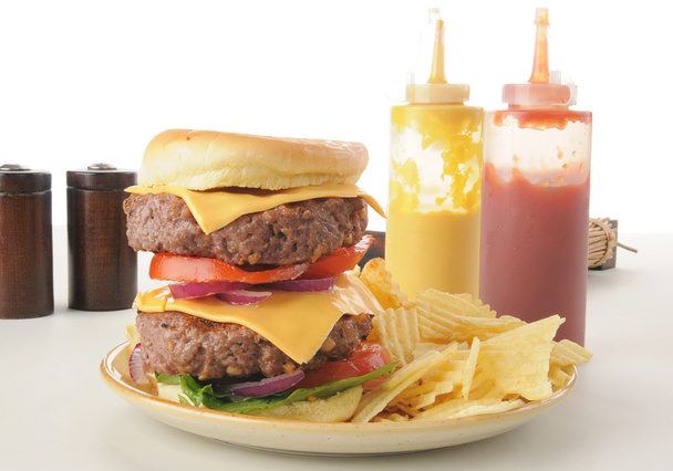 Double decker hamburger - Foto, imagen