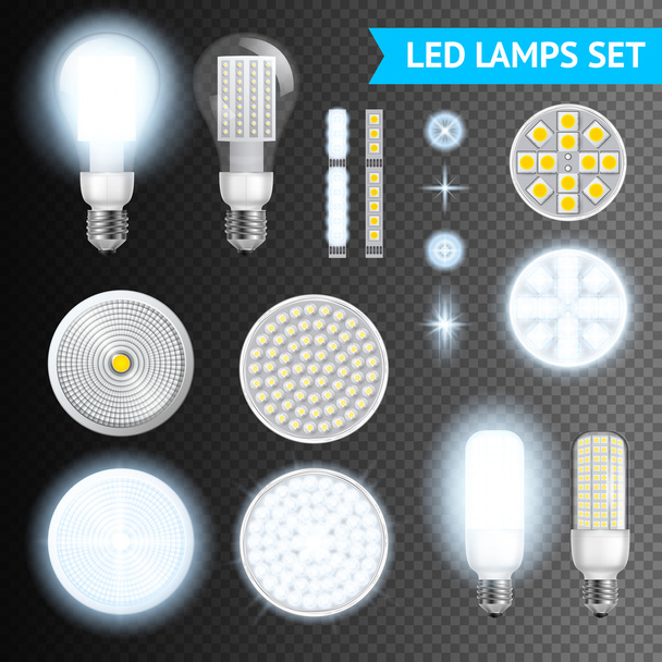 Led Lamps Transparent Set - Vector, Image