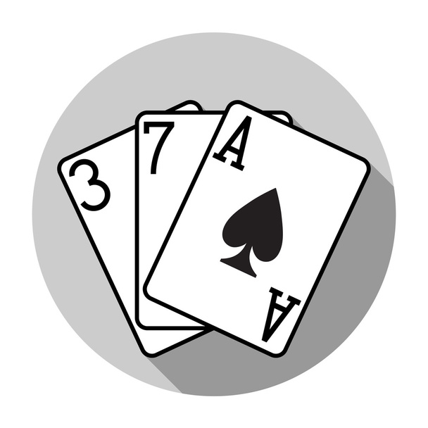 Flat design vector three spades playing cards icon, isolated - Vector, Image