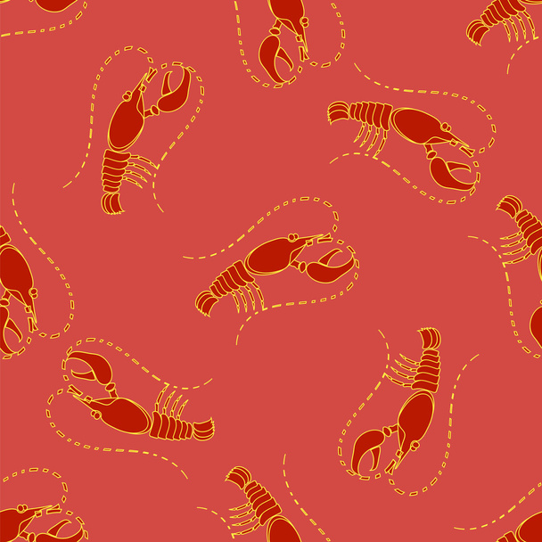 海の食べ物。赤いオマル シームレス パターン - ベクター画像