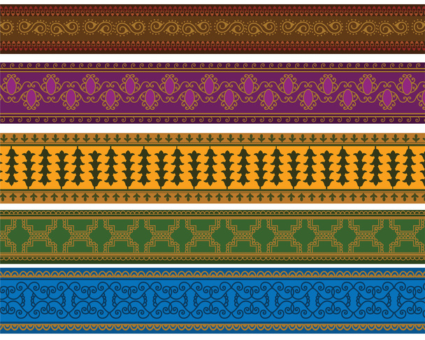 kleurrijke henna grenzen - Vector, afbeelding