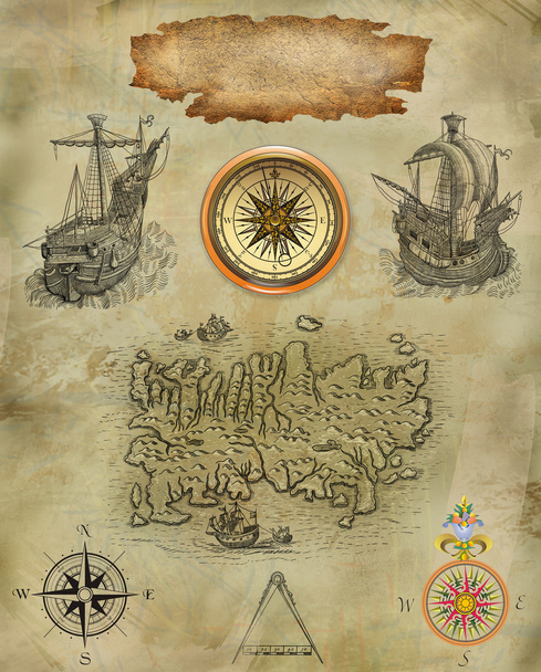 Old pirate map - 写真・画像
