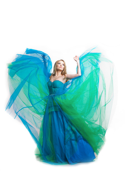 Stylish woman in a blue dress - Fotografie, Obrázek
