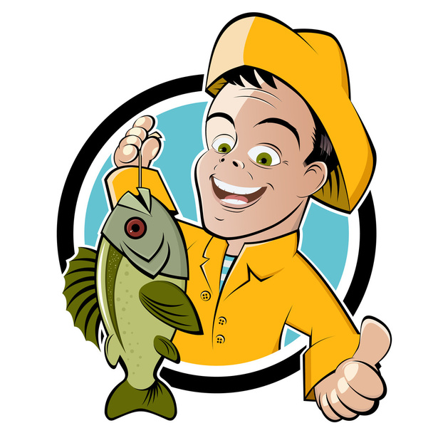 Funny cartoon fisherman - Vector, Image