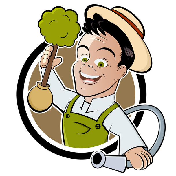 Feliz jardinero de dibujos animados
 - Vector, Imagen