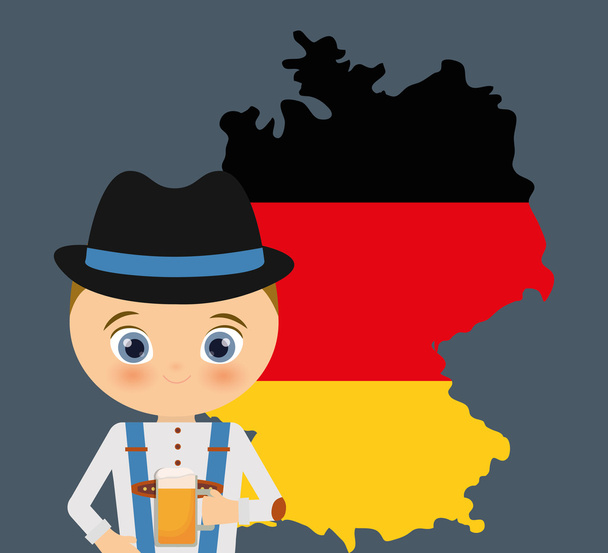 Sör fiú rajzfilm kalap oktoberfest megjelenítése ikonra. Németország. Vektor grafikon - Vektor, kép