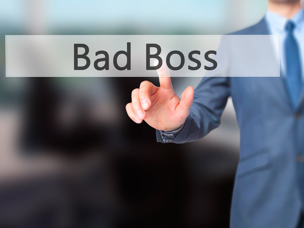 Κακό αφεντικό - επιχειρηματίας χέρι πιέζοντας κουμπί αφής οθόνη inte - Φωτογραφία, εικόνα