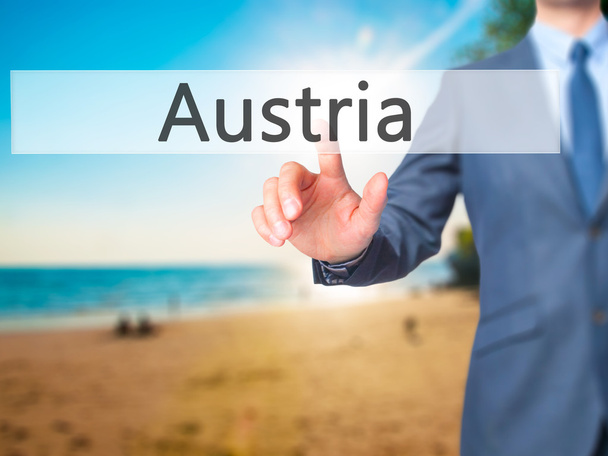 Rakousko - podnikatel ručně stisknutím tlačítka na dotykové obrazovce inter - Fotografie, Obrázek