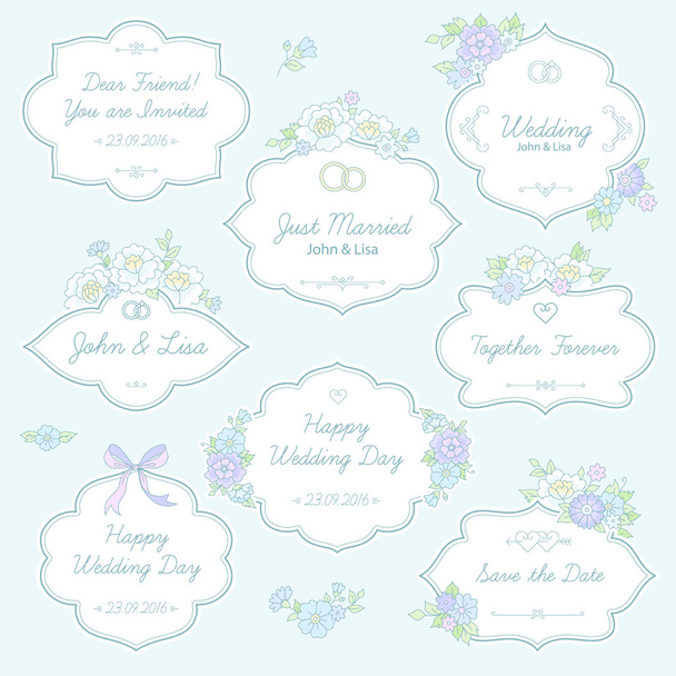 conjunto de etiquetas de boda
 - Vector, Imagen