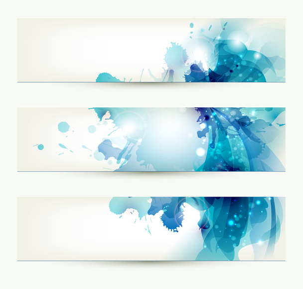 Joukko kolme bannerit, abstrakti otsikot sininen blots
 - Vektori, kuva