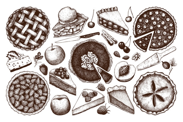 Set of Traditional Fruit Desserts - Вектор, зображення