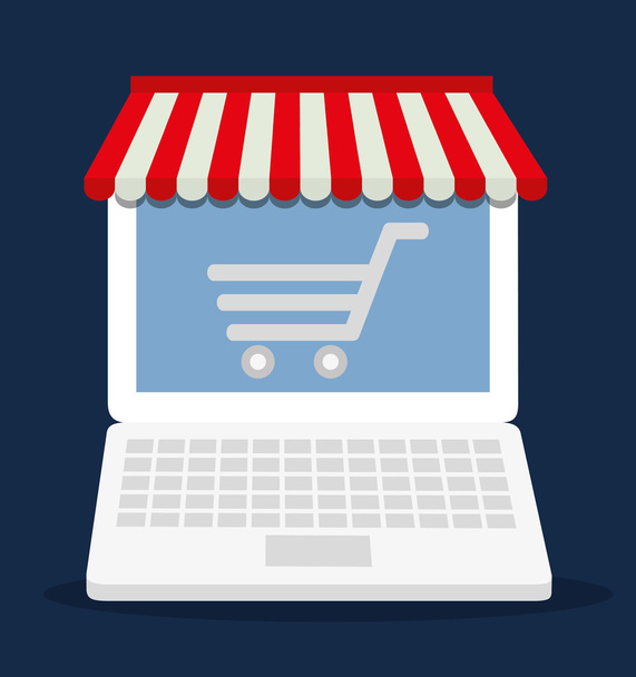 alışveriş sepeti online dizüstü mağaza Pazar simgesi. Vektör grafiği - Vektör, Görsel