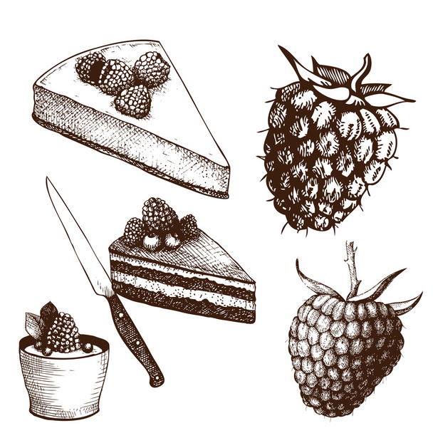 Berries tasty desserts - Vector, imagen