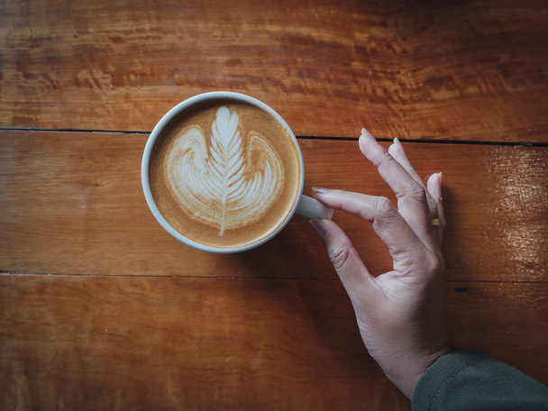 coffee latte art in coffee shop - 写真・画像