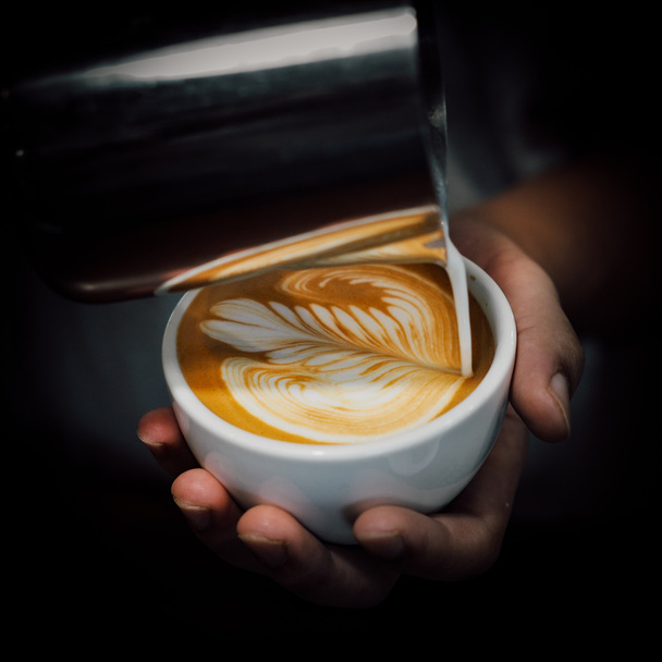 coffee latte art in coffee shop   - Photo, Image