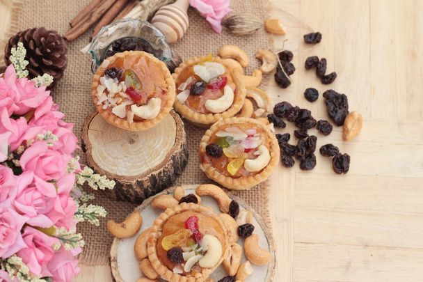 Mini almond nuts,fruit tart is delicious - Photo, Image