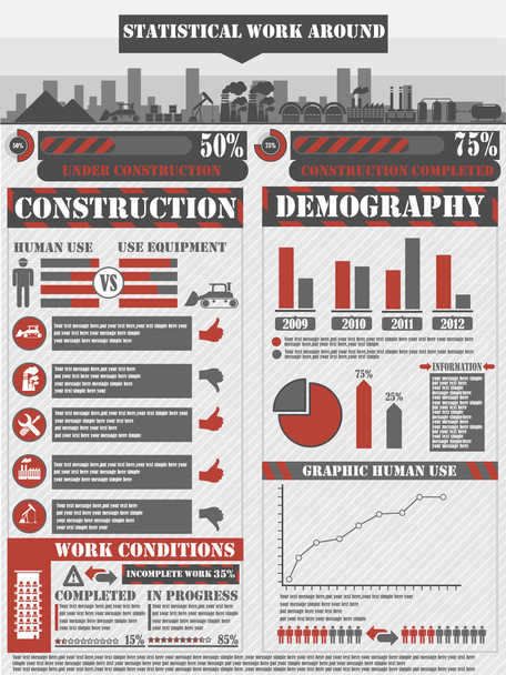 INFOGRAPHIC WORK RED - Vector, Image