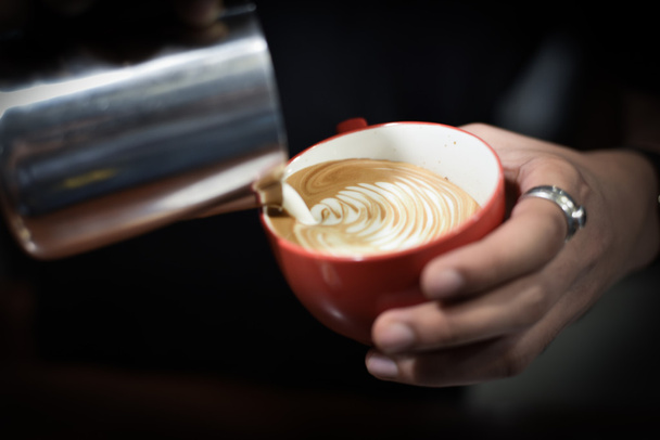 how to make coffee latte art - Fotoğraf, Görsel