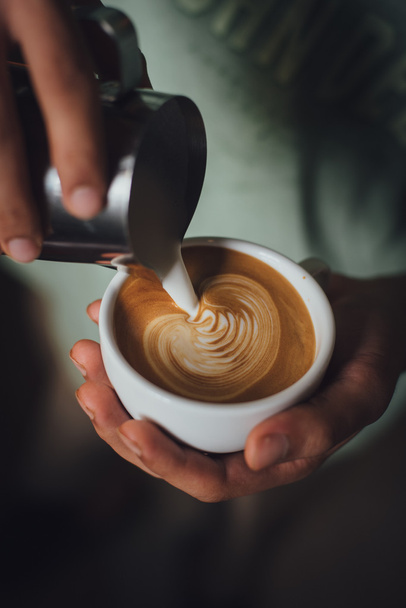 how to make coffee latte art - Foto, Imagem