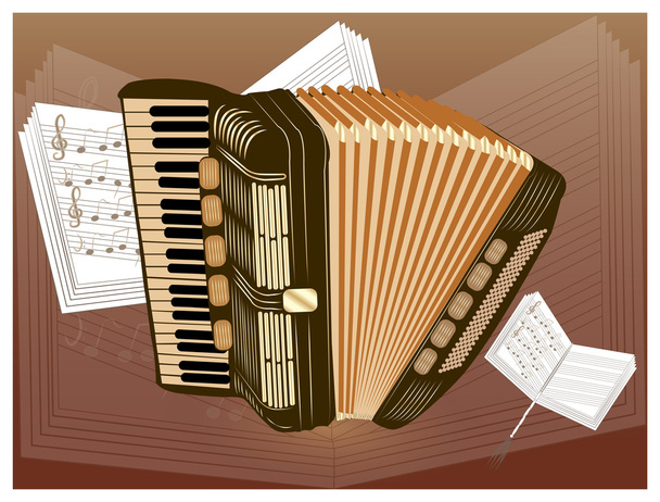 Brown accordion - Vector, Image
