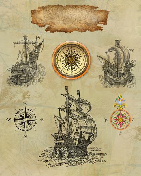 Old pirate map - Foto, afbeelding