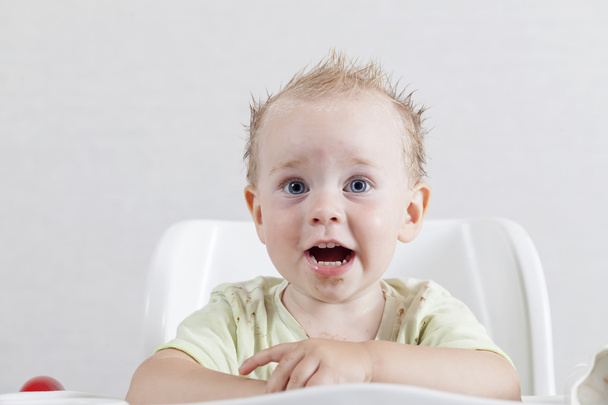 portret funny baby toddler blonde boy - 写真・画像