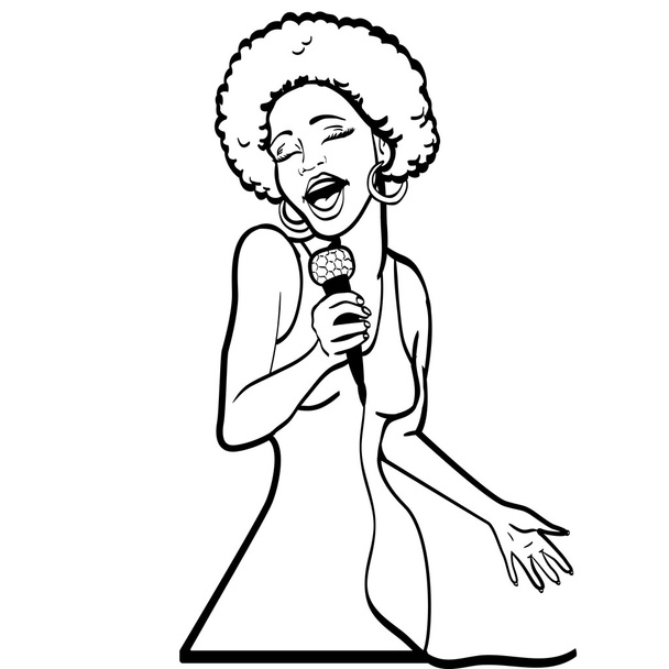 ilustração vetorial de uma mulher cantando. festa de karaoke
  - Vetor, Imagem
